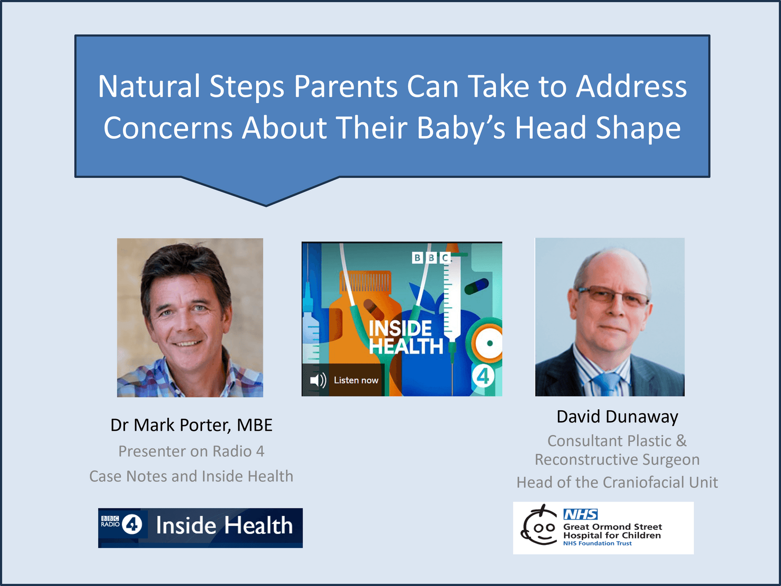 Consultant surgeon advise on natural measures for parents worried about their baby flat head in the radio interview