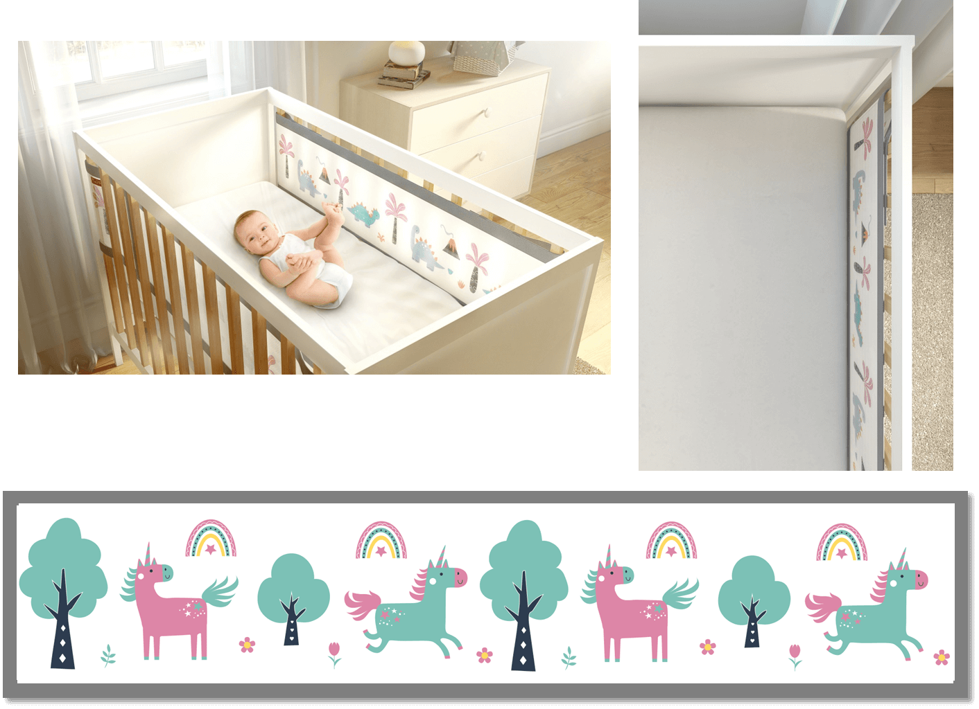 AIROYA® Breathable Cot Bumper (2-Sided with Solid Ends)