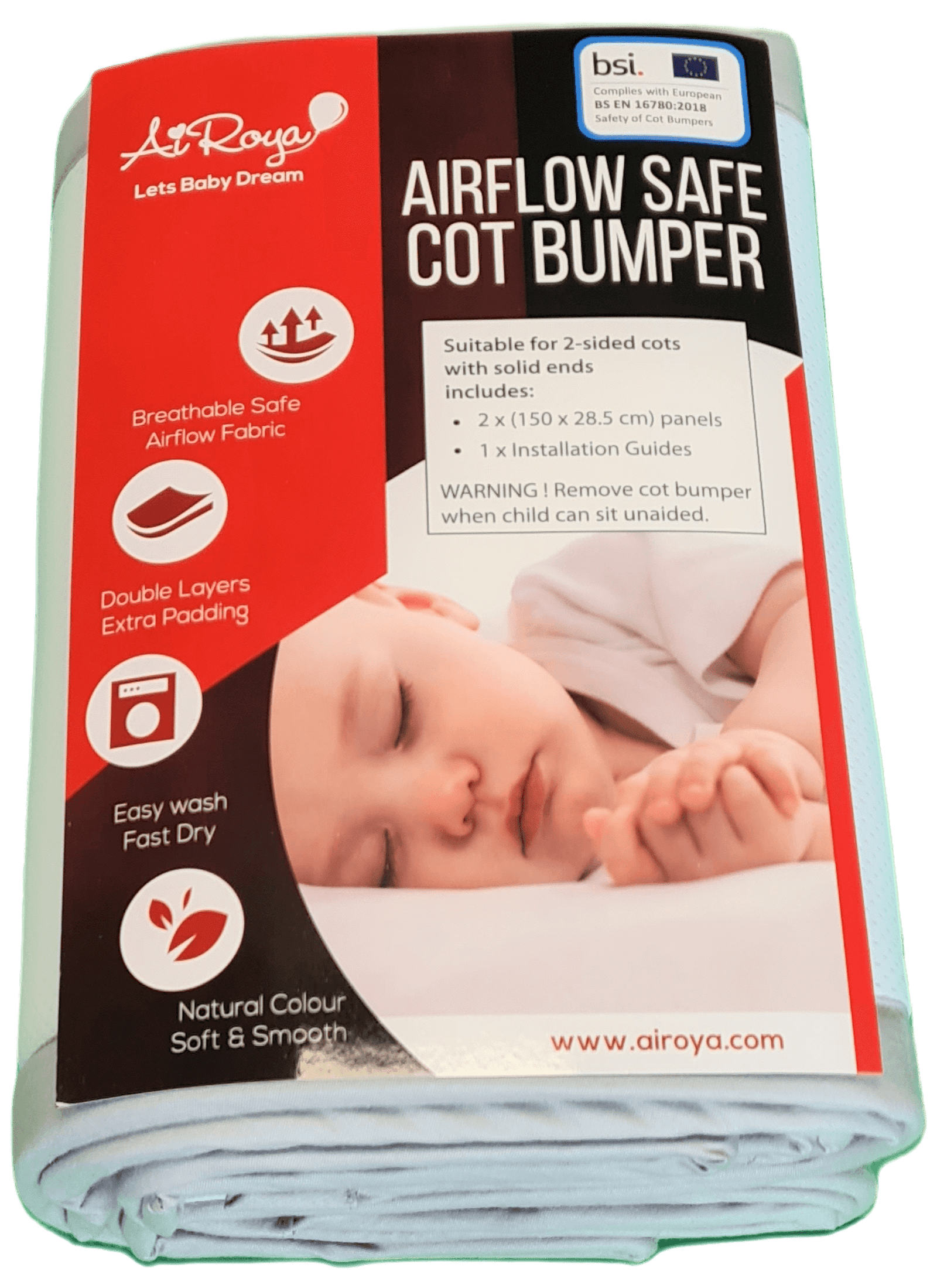 AIROYA® Breathable Cot Bumper (2-Sided with Solid Ends)