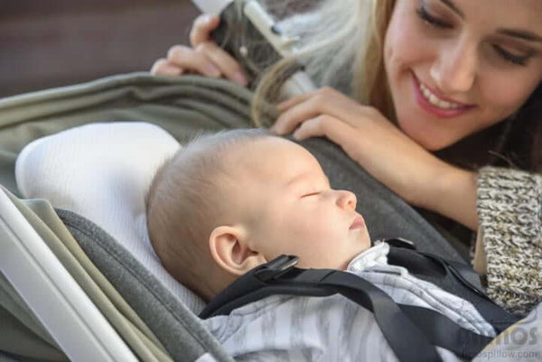 Size-P Mimos Pillow being used in a pushchair, pram or stroller