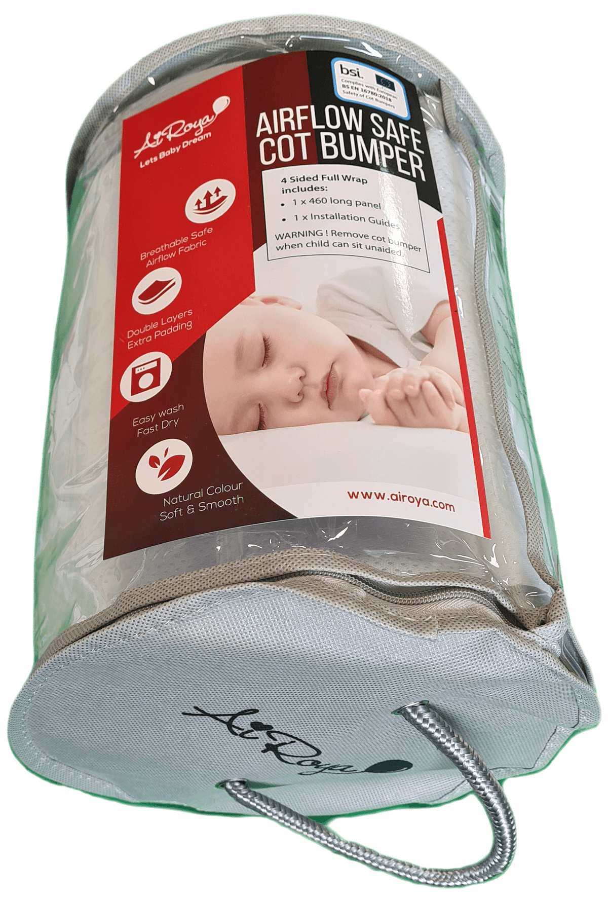 AIROYA® Breathable Cot Bumper (4-Sided with Bars All Round)