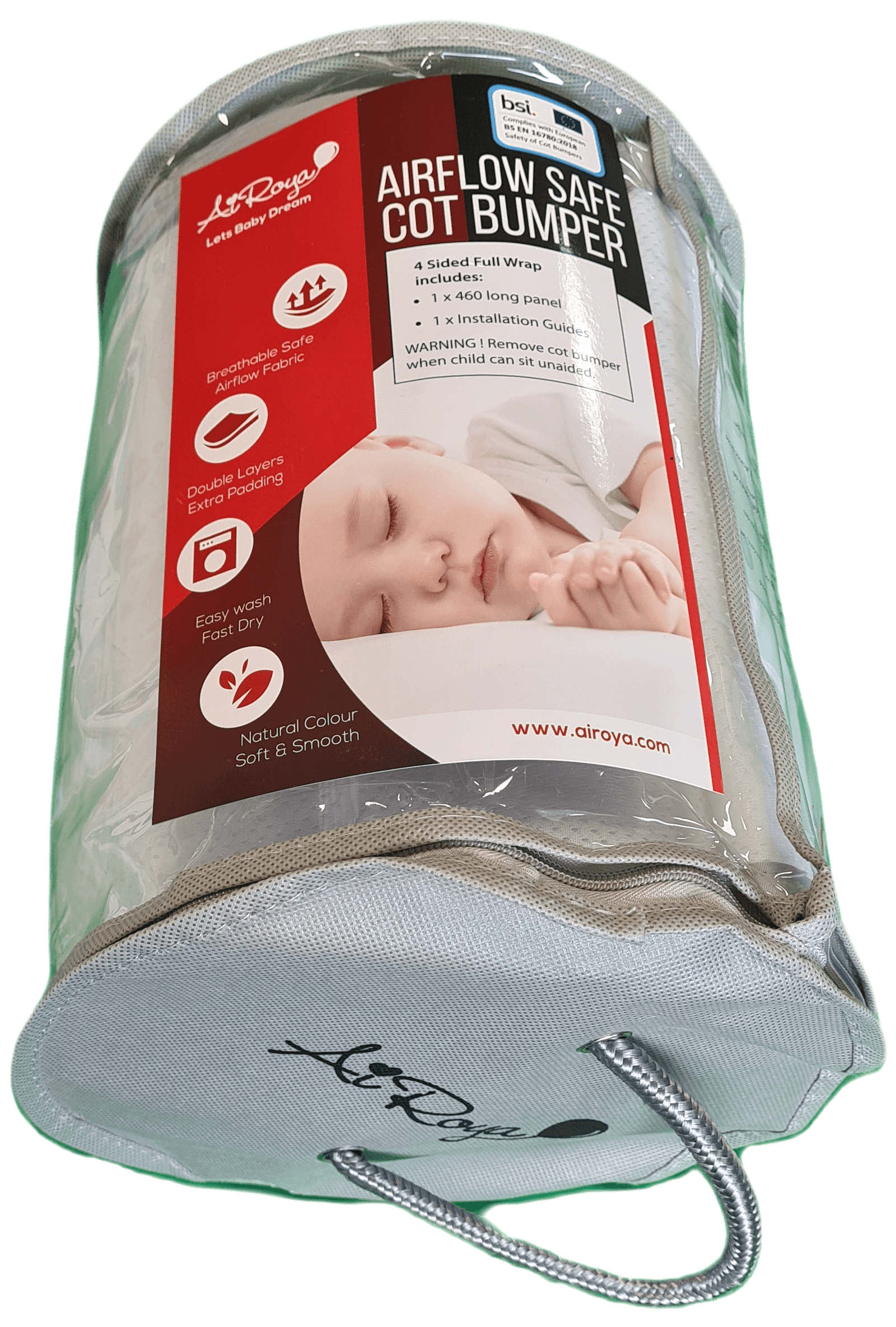 AIROYA® Breathable Cot Bumper (4-Sided with Bars All Round)