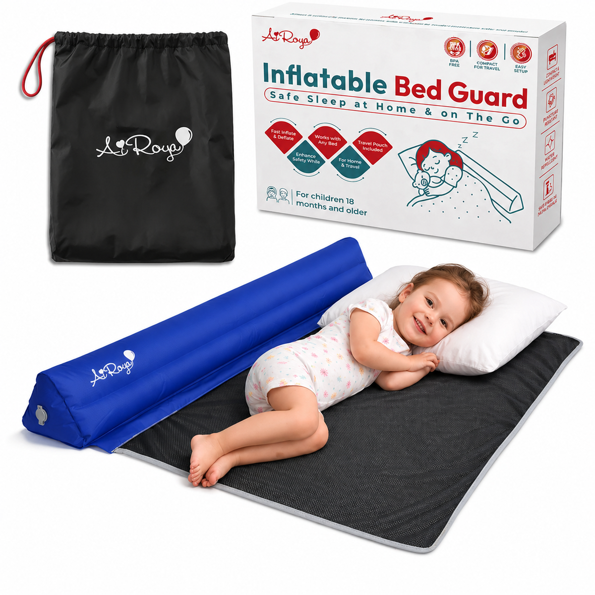 Inflatable Bed Guard – Portable Toddler Bed Rail for Travel &amp; Home