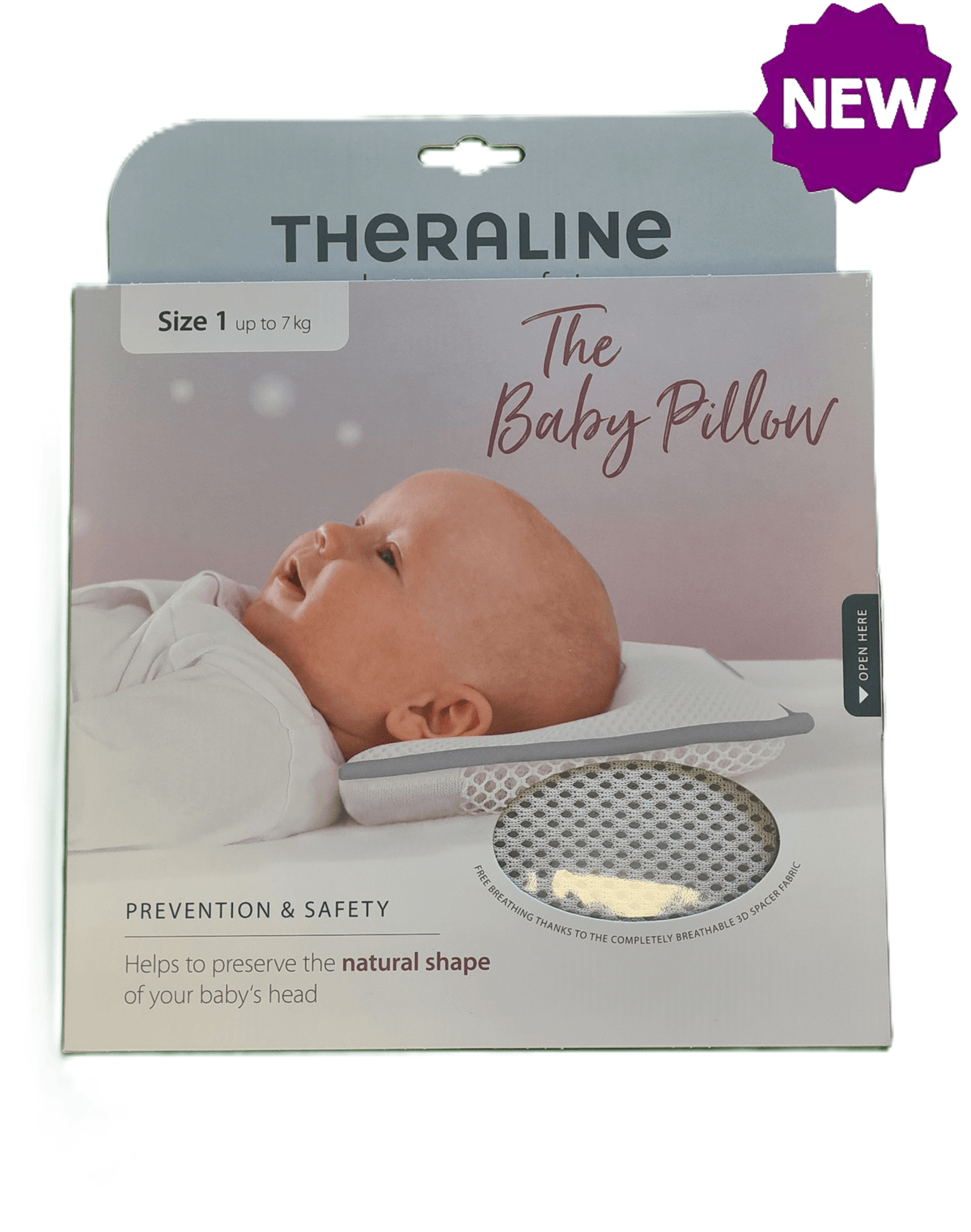 Theraline Baby Flat Head Pillow – Size 1 &amp; 2 (Head Shape Protection)