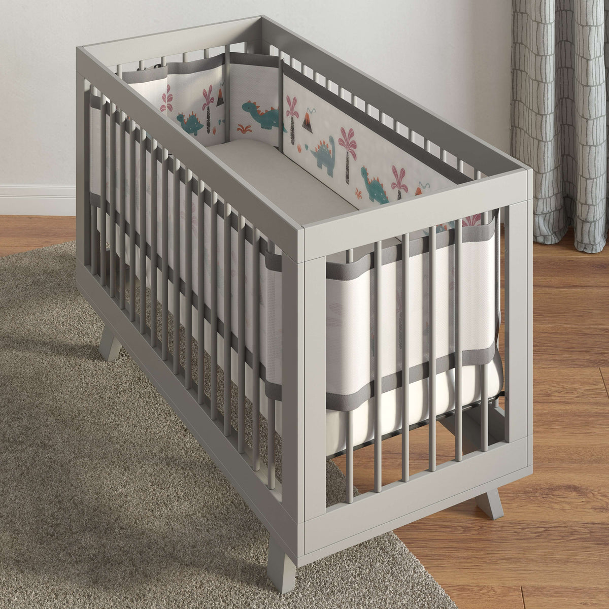 Crib Bumper Cot Bed With Mesh Sides Breathe Easy Air Mesh Solid