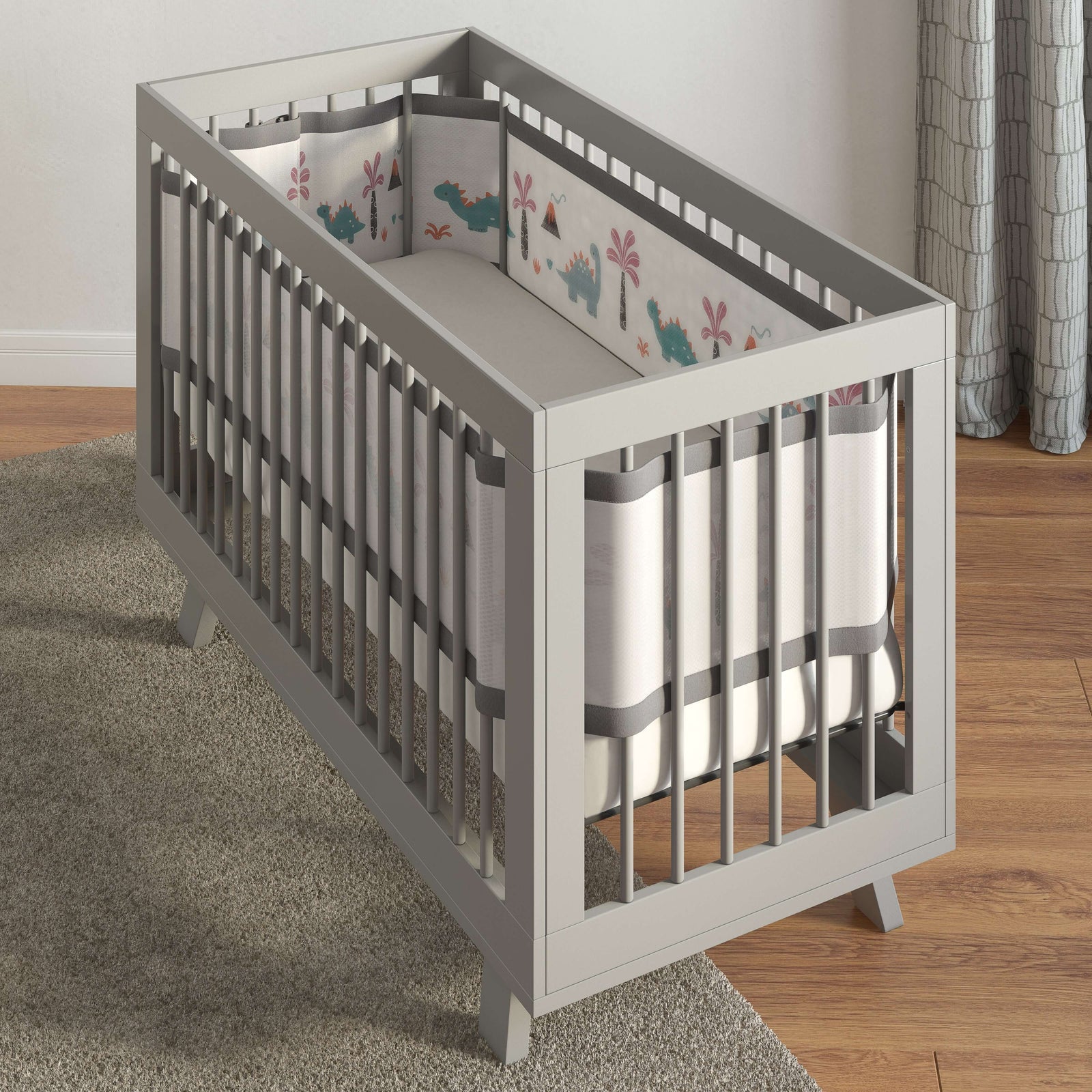 Grey cot bumper best sale