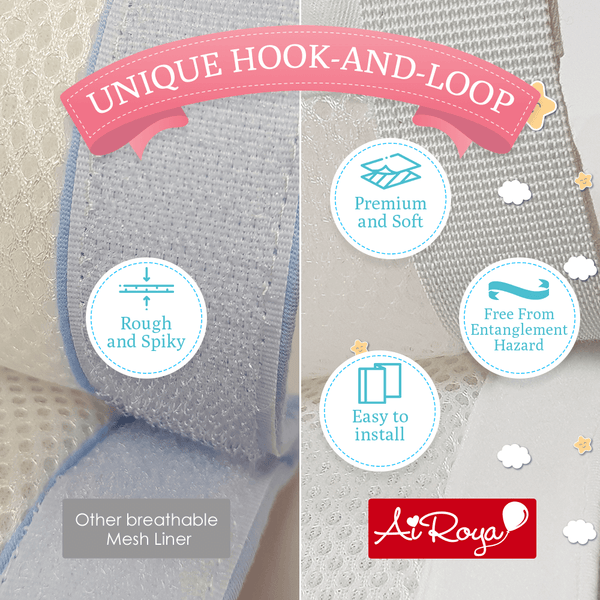 children friendly anti-scratch velcro hook and loop on cot bumper