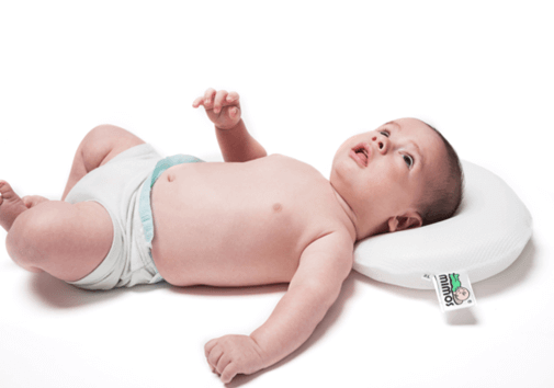 Baby using Mimos Pillow in prone position for Plagiocephaly and Brachycephaly prevention