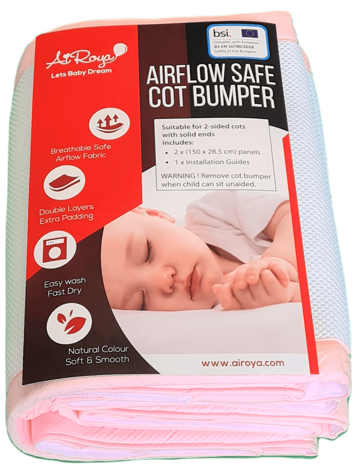 AIROYA® Breathable Cot Bumper (2-Sided with Solid Ends)