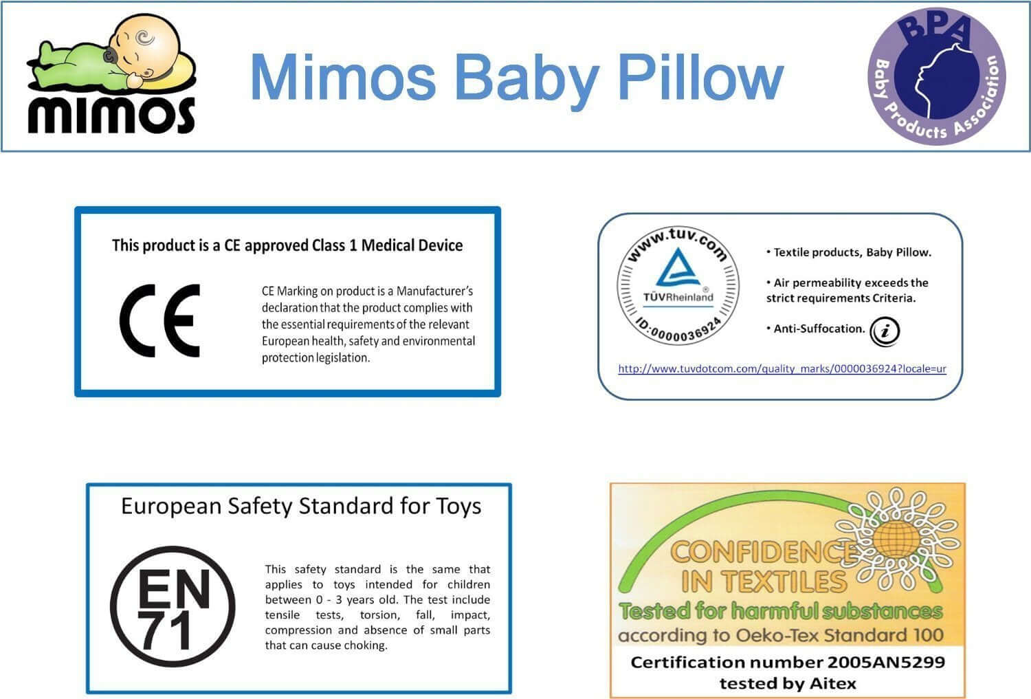 Flat Head Pillow For Babies - Safety certifications - European CE Approved Plagiocephaly Medical Pillow