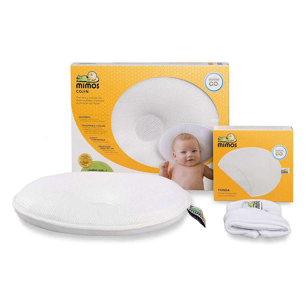 Mimos Baby Pillow - Flat Head Pillow For Babies - white cover
