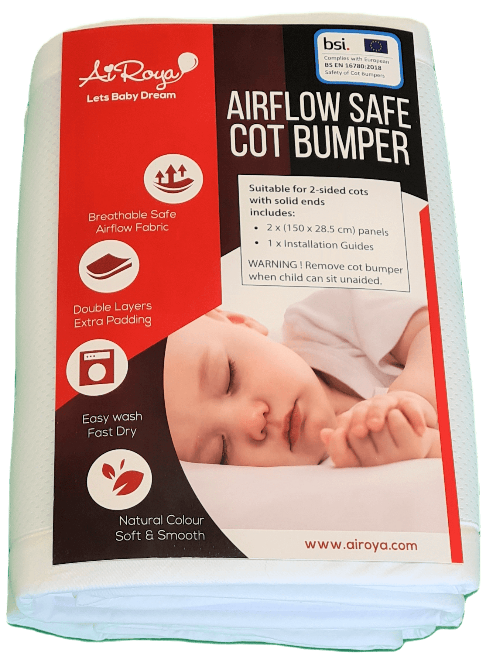 AIROYA® Breathable Cot Bumper (2-Sided with Solid Ends)